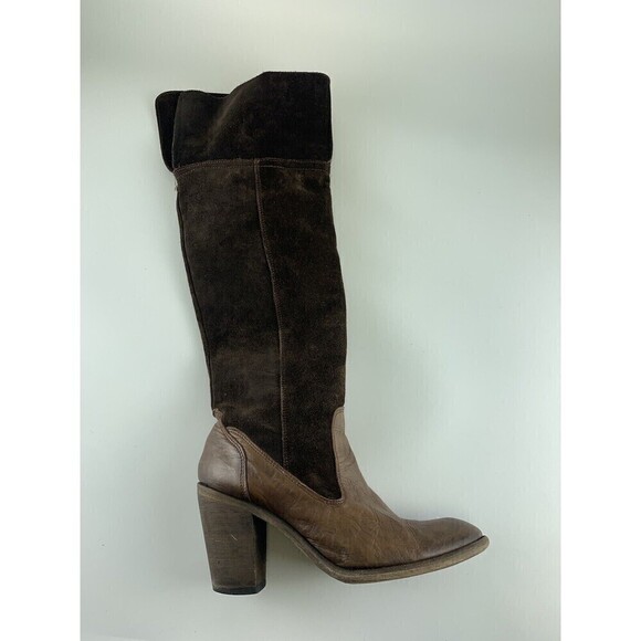 BOGO Miz Mooz Brown Suede Over Knee Heel Boot Mid Zip Pull On Leather 38 7.5-8 - Picture 11 of 16